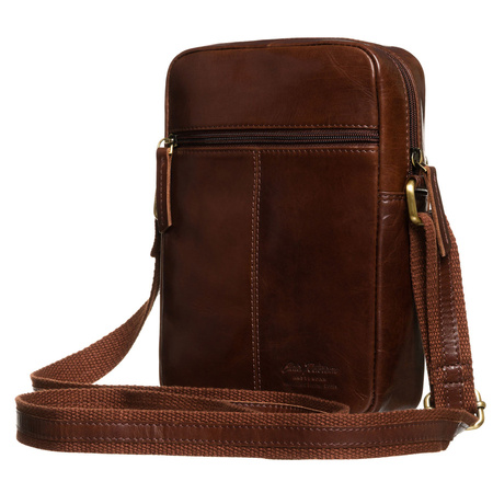 Herren-Umhängetasche aus Leder in Braun – Peterson