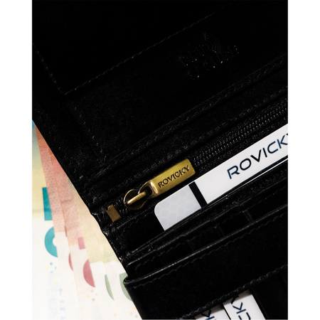 Schwarze Herren Geldbörse aus Leder mit RFID – Rovicky