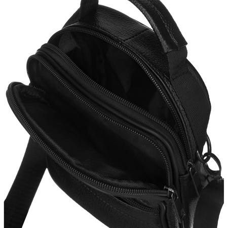 Herren-Umhängetasche aus Leder in Schwarz – Rovicky