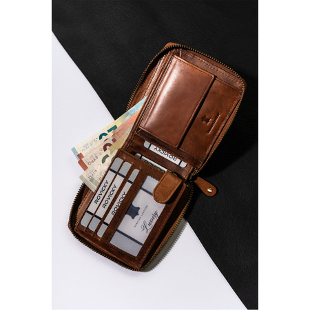 Herren Geldbörse aus Leder mit Reißverschluss und RFID – Always Wild