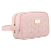 Rosa Reisekosmetiktasche aus Öko-Leder mit Handgriff – Peterson