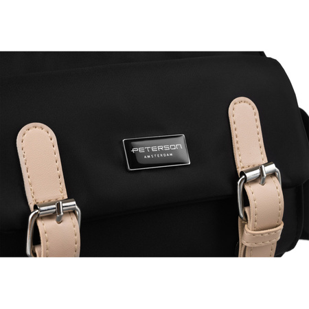 Damen Umhängetasche aus Nylon in Schwarz mit verstellbarem Gurt – Peterson