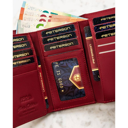 Stilvolle Damen-Geldbörse rot aus lackiertem Saffianleder – Peterson