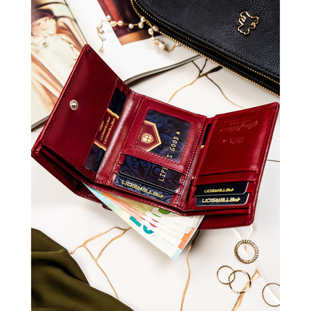 Kleine, rote Damen-Geldbörse aus echtem Leder mit RFID-System - Peterson