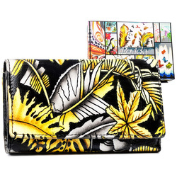 Große Damen Geldbörse mit Druckknopf aus echtem Leder – Rovicky