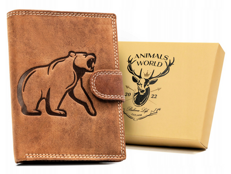 Große, hochformatige Herren-Geldbörse aus Naturleder – Always Wild