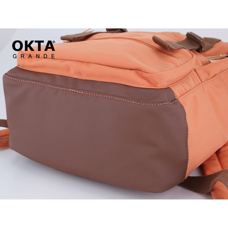 Orange-brauner City Rucksack mit Reißverschluss – Himawari