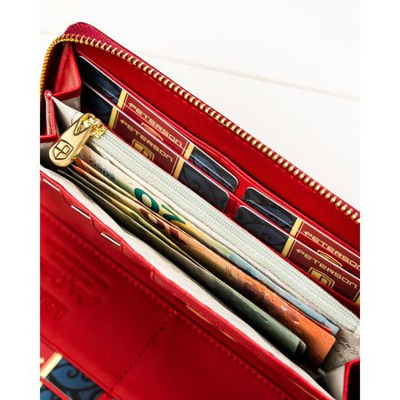 Große, rote Damen-Geldbörse aus Lackleder – Peterson