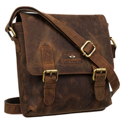 Klassische Herren Umhängetasche aus echtem Leder in Braun – Peterson