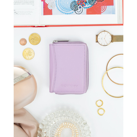 Damen Geldbörse hochformat in hellem Violett aus echtem Leder – Rovicky
