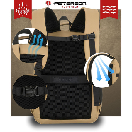 Großer Khaki-Reise-Rucksack mit Laptopfach, zweifach unterteilt – Peterson