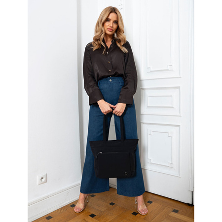 Stilvolle Damen Shopper aus Polyester in Schwarz mit bequemen Henkeln – Peterson