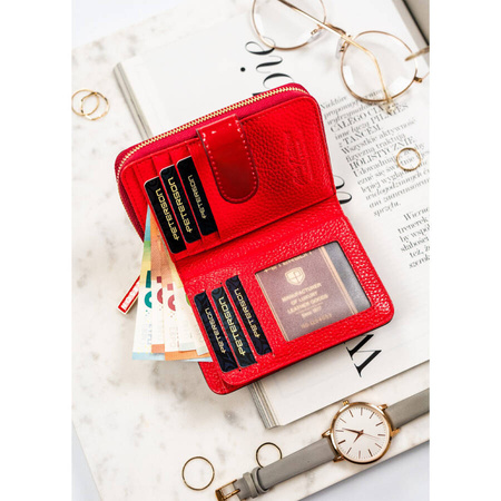 Modische Damen Geldbörse in Rot aus echtem Leder – Peterson