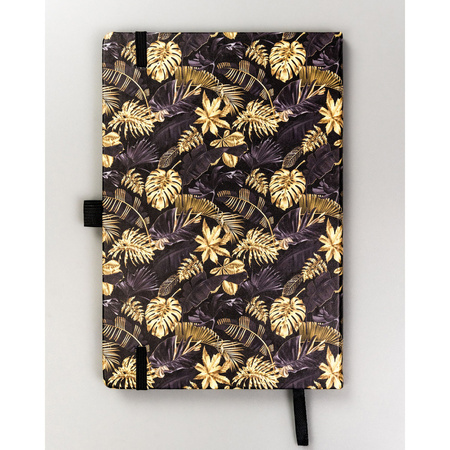 Schwarz-goldenes, punktiertes Notizbuch mit Gummiband – Peterson