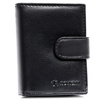 Herren-Geldbörse aus echtem Leder, schwarz, vertikal mit Druckknopfverschluss – Rovicky