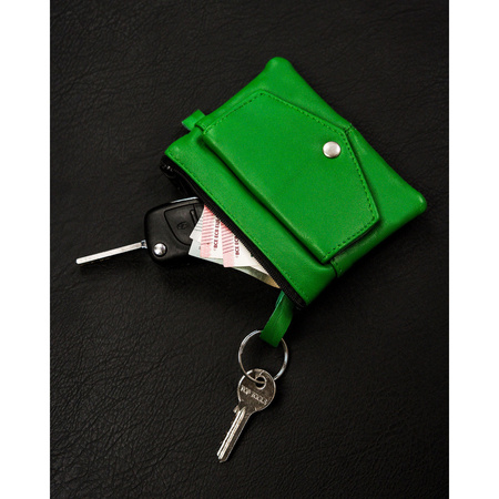 Dunkelgrünes Leder Schlüsseletui