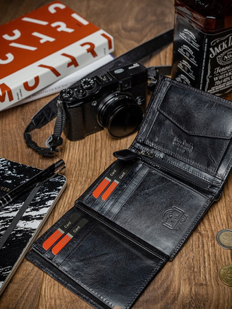 Vertikale kompakte Herren Geldbörse aus Echtleder mit RFID – Pierre Cardin