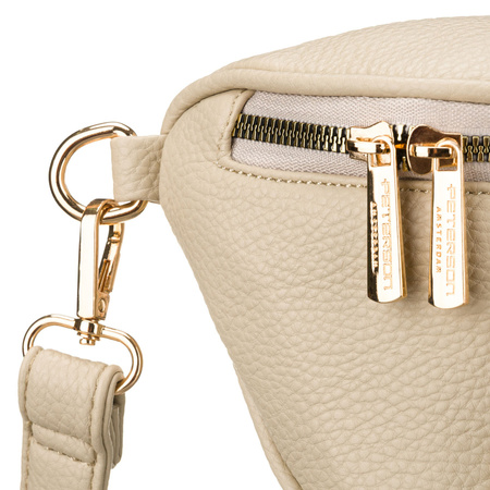 Beige Damen-Gürteltasche aus Öko-Leder mit Reißverschluss, ein Hauptfach – Peterson