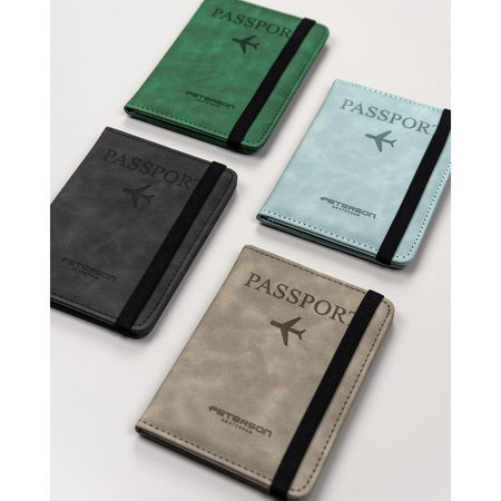 Hellblaues Reisepassetui aus Öko-Leder mit Gummiband – Peterson