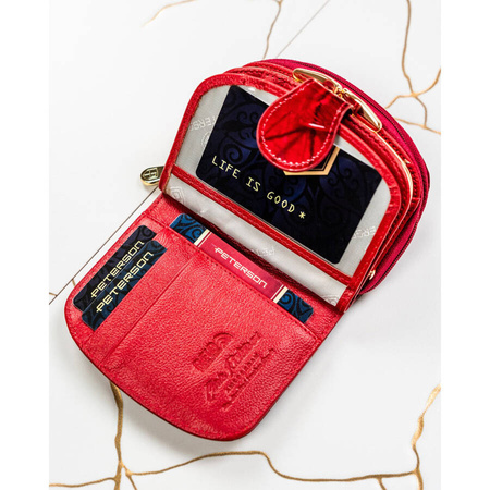 Kleine rote Damen Geldbörse mit RFID-Schutz und Bügelverschluss – Peterson