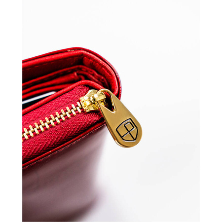 Vertikale Damen Geldbörse aus Leder mit Druckknopf und Reißverschluss – Peterson