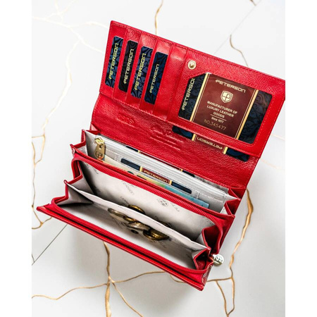 Rote lackierte Damen Geldbörse mit Schmetterlingsmotiv für Karten – Peterson