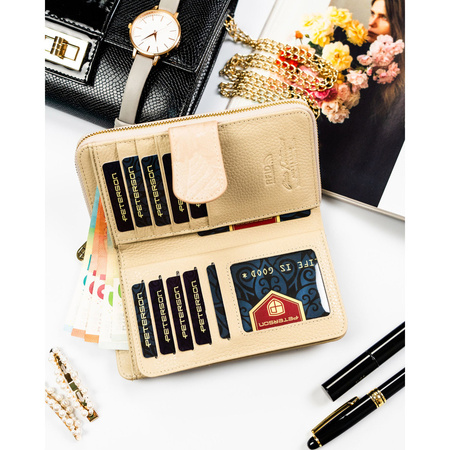 Beige Herren-Geldbörse im Hochformat aus echtem Leder und Öko-Leder – Peterson