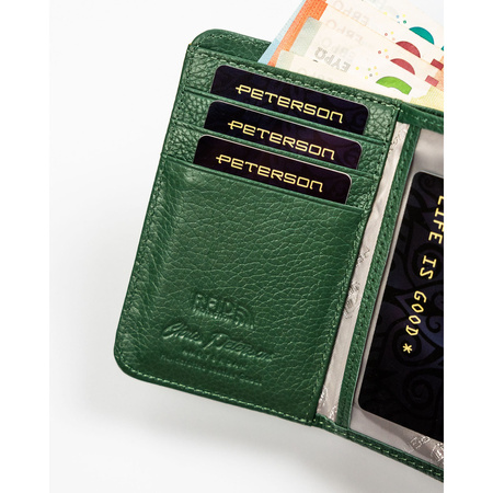 Elegante Damen Geldbörse aus grünem Echtleder mit RFID-Schutz – Peterson