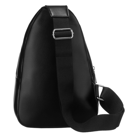 Schwarze funktionale Damen Gürteltasche mit breitem verstellbarem Gurt, Crossbody aus Öko-Leder – Peterson