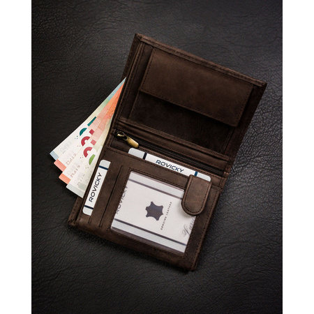 Herren Geldbörse aus braunem Leder mit geprägtem Hundemotiv