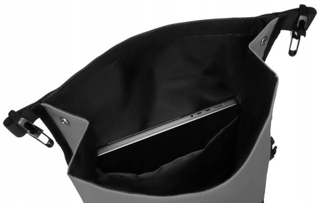 Grauer Sport-Rolltop-Rucksack mit verstärktem Boden und Tragegriff – Peterson