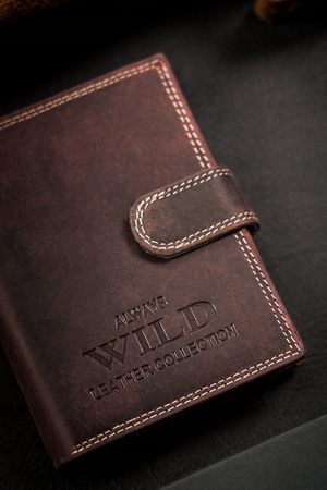 Klassische, große Herren Geldbörse aus echtem Leder mit Druckknopf – Always Wild