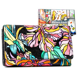 Große Damen Geldbörse mit Druckknopf aus echtem Leder – Rovicky