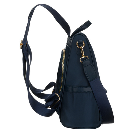 Damen-Rucksack aus Nylon und Öko-Leder in Marineblau, mit Reißverschluss – Peterson