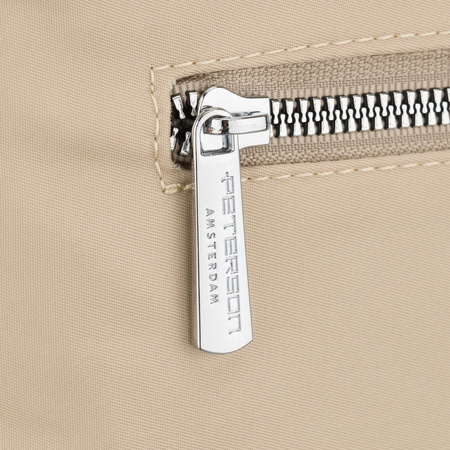 Praktische Damen-Geldbörse aus Polyester und Öko-Leder in Ecru, mit Reißverschluss – Peterson