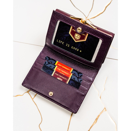 Mittelgroße Damen-Geldbörse aus Natur- und Öko-Leder in violetter Farbe - Peterson