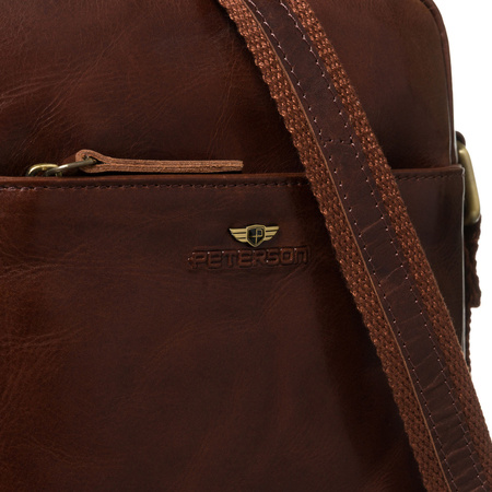 Braune, einteilige Herren-Umhängetasche aus Naturleder - Peterson