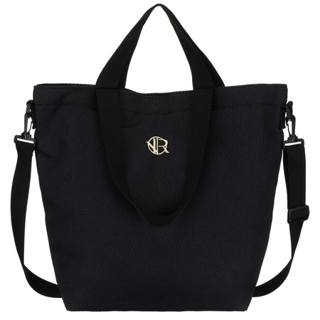 Schwarze Damen-Handtasche aus Polyester mit Außentasche - Rovicky