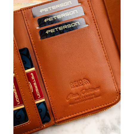 Braune Damen-Geldbörse aus Öko-Leder mit Druckknopfverschluss - Peterson