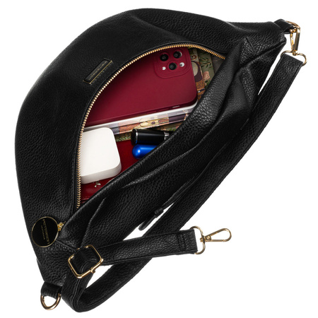 Klassische schwarze Damen Gürteltasche für Hüfte, Schulter oder Crossbody aus Öko-Leder – Peterson