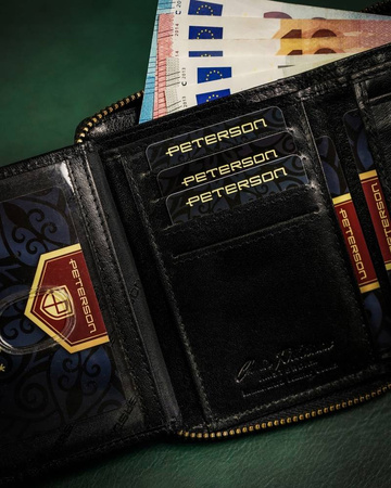 Große Herren Geldbörse aus Leder mit Reißverschluss – Peterson