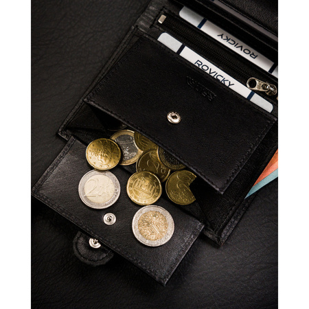 Herren Geldbörse aus schwarzem Leder mit Druckknopf – Ronaldo