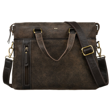 Braune Herren Aktentasche aus Leder mit Laptopfach – Peterson