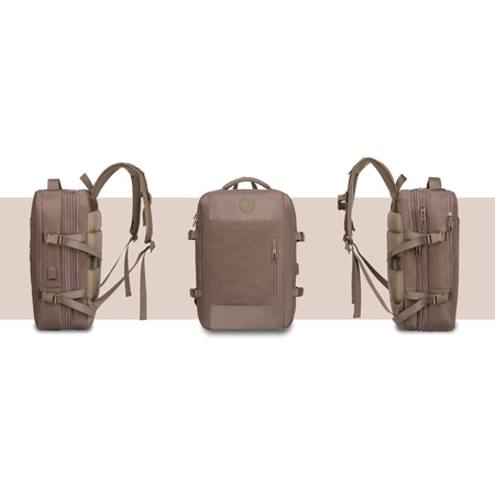 Beiger Reise-Rucksack aus Cordura mit USB-Anschluss – Peterson