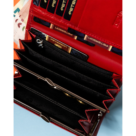 Rote Damen Geldbörse aus echtem Leder mit RFID – Peterson