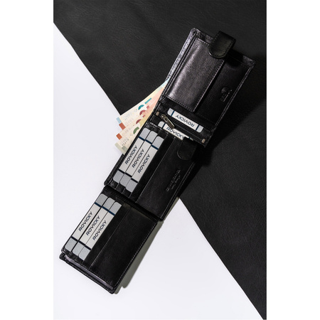 Schwarze Herren Geldbörse aus Leder mit RFID-Schutz – Rovicky