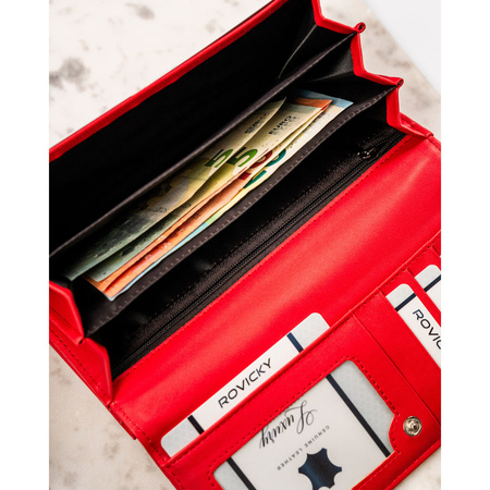 Damen Geldbörse aus Öko-Leder in Rot mit Druckknopf & Bügelverschluss – 4U Cavaldi