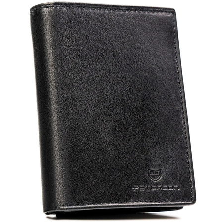Elegante Herren-Geldbörse aus Leder in Schwarz ohne Außenverschluss – Peterson