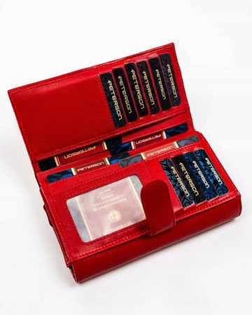 Große Damen Geldbörse aus Leder mit Druckknopf und Reißverschluss – Peterson