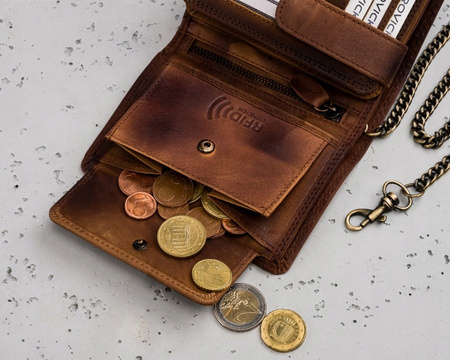 Große Herren Geldbörse aus Leder mit Kette